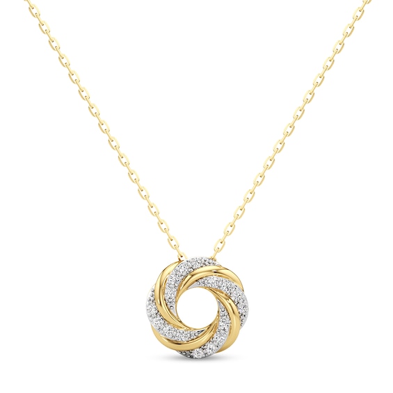 1/6 CT. T.w. Lab-Grown Diamond Swirl Pendant in Sterling Silver with 24K Gold Plate