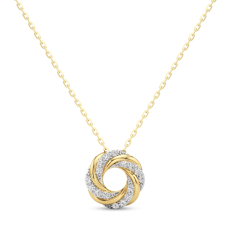 Main Image 1 of 1/6 CT. T.W. Lab-Grown Diamond Swirl Pendant in Sterling Silver with 24K Gold Plate