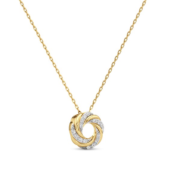 1/6 CT. T.w. Lab-Grown Diamond Swirl Pendant in Sterling Silver with 24K Gold Plate