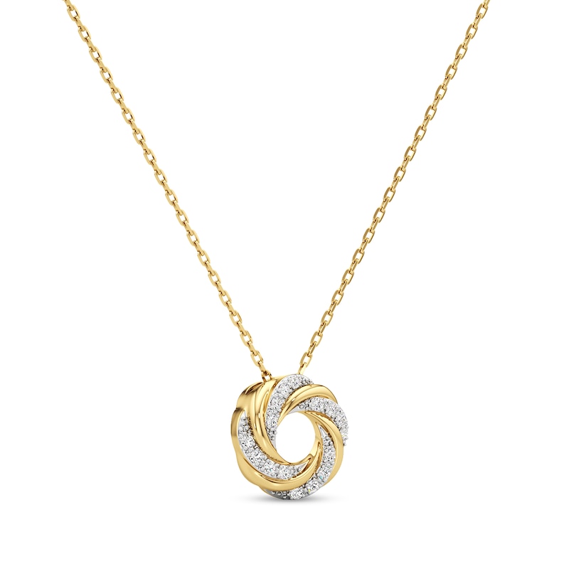 Main Image 2 of 1/6 CT. T.W. Lab-Grown Diamond Swirl Pendant in Sterling Silver with 24K Gold Plate