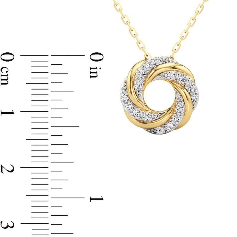 Main Image 3 of 1/6 CT. T.W. Lab-Grown Diamond Swirl Pendant in Sterling Silver with 24K Gold Plate