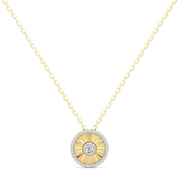 1/4 CT. T.W. Diamond Frame Sunburst Medallion Pendant in Sterling Silver with 24K Gold Plate