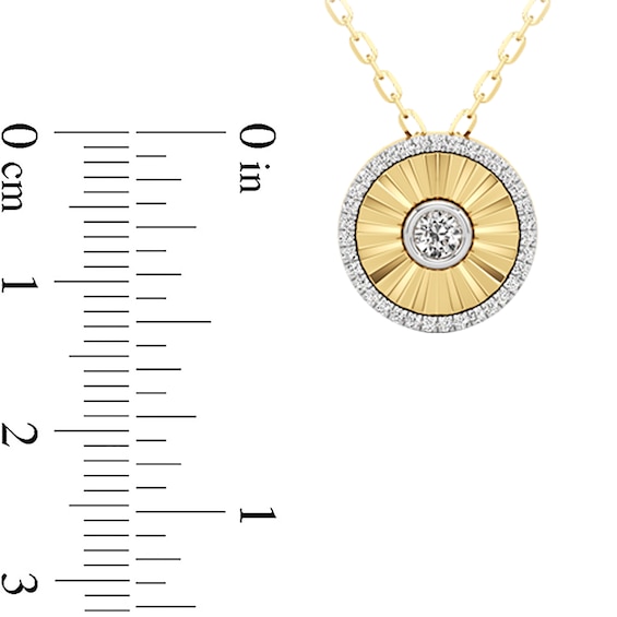 1/4 CT. T.w. Diamond Frame Sunburst Medallion Pendant in Sterling Silver with 24K Gold Plate