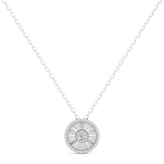 1/4 CT. T.w. Diamond Frame Sunburst Medallion Pendant in Sterling Silver
