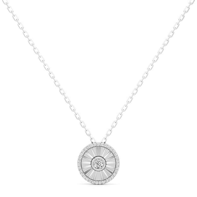 Main Image 1 of 1/4 CT. T.W. Diamond Frame Sunburst Medallion Pendant in Sterling Silver