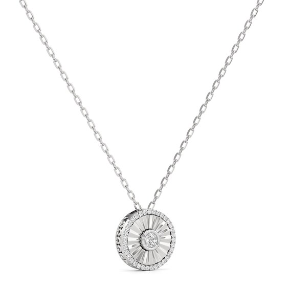 1/4 CT. T.w. Diamond Frame Sunburst Medallion Pendant in Sterling Silver