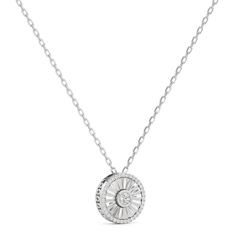 Main Image 2 of 1/4 CT. T.W. Diamond Frame Sunburst Medallion Pendant in Sterling Silver