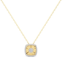 1/4 CT. T.W. Diamond Frame Sunburst Cushion-Shaped Medallion Pendant in Sterling Silver with 24K Gold Plate