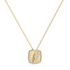 Thumbnail Image 2 of 1/4 CT. T.W. Diamond Frame Sunburst Cushion-Shaped Medallion Pendant in Sterling Silver with 24K Gold Plate
