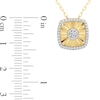 Thumbnail Image 3 of 1/4 CT. T.W. Diamond Frame Sunburst Cushion-Shaped Medallion Pendant in Sterling Silver with 24K Gold Plate