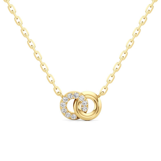 1/6 CT. T.w. Lab-Grown Diamond Interlocking Circles Necklace in Sterling Silver with 24K Gold Plate
