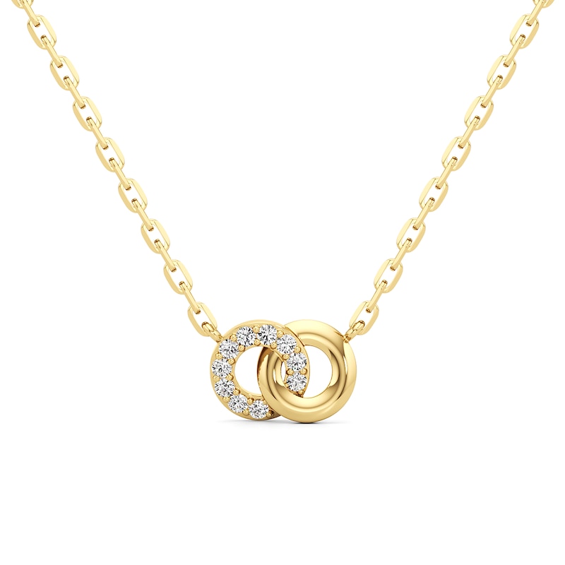Main Image 1 of 1/6 CT. T.W. Lab-Grown Diamond Interlocking Circles Necklace in Sterling Silver with 24K Gold Plate