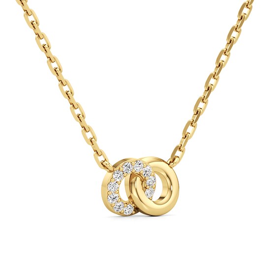 1/6 CT. T.w. Lab-Grown Diamond Interlocking Circles Necklace in Sterling Silver with 24K Gold Plate