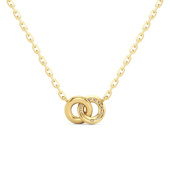 1/6 CT. T.w. Lab-Grown Diamond Interlocking Circles Necklace in Sterling Silver with 24K Gold Plate