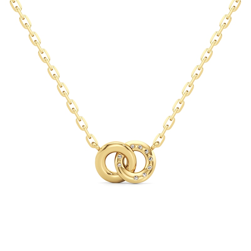 Main Image 3 of 1/6 CT. T.W. Lab-Grown Diamond Interlocking Circles Necklace in Sterling Silver with 24K Gold Plate