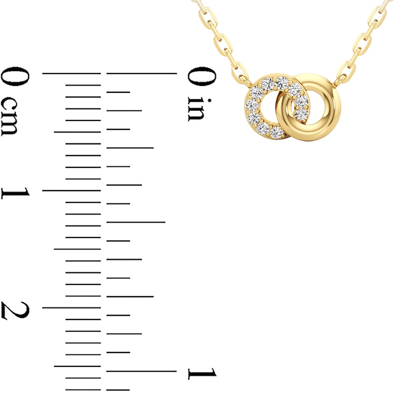 Main Image 4 of 1/6 CT. T.W. Lab-Grown Diamond Interlocking Circles Necklace in Sterling Silver with 24K Gold Plate