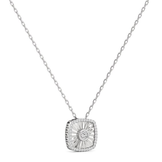 1/4 CT. T.w. Diamond Frame Sunburst Cushion-Shaped Medallion Pendant in Sterling Silver