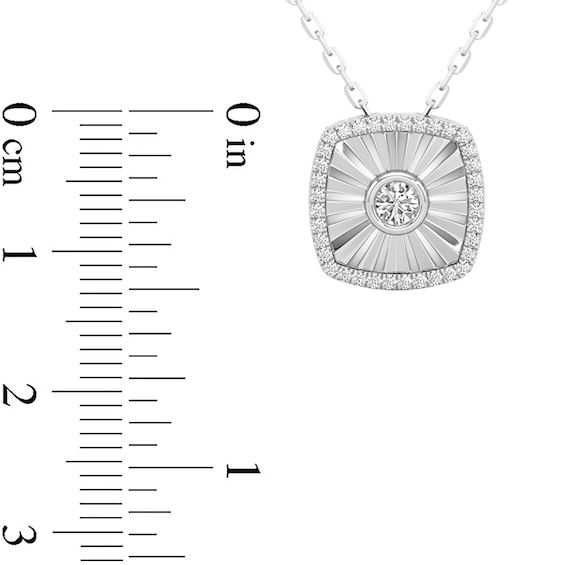 1/4 CT. T.w. Diamond Frame Sunburst Cushion-Shaped Medallion Pendant in Sterling Silver