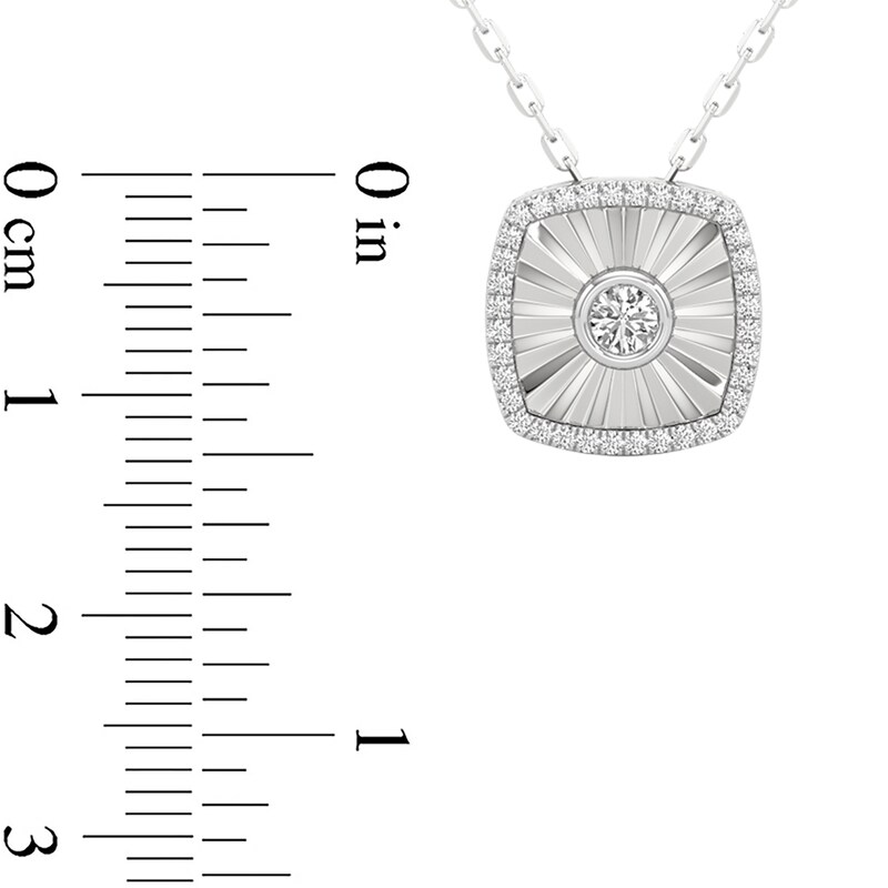 Main Image 3 of 1/4 CT. T.W. Diamond Frame Sunburst Cushion-Shaped Medallion Pendant in Sterling Silver