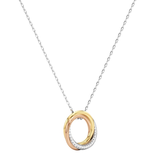1/5 CT. T.w. Diamond Swirl Circle Pendant in Sterling Silver with 14K Gold Plate