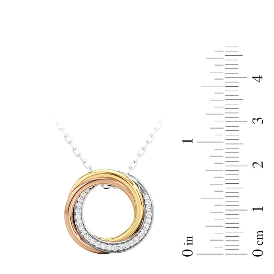 1/5 CT. T.w. Diamond Swirl Circle Pendant in Sterling Silver with 14K Gold Plate