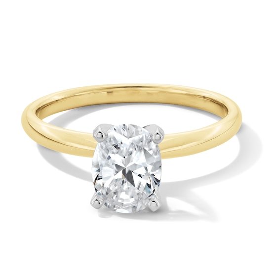 1-1/2 CT. Oval Certified Lab-Grown Diamond Solitaire Engagement Ring in 14K Two-Tone Gold (F/Vs2)