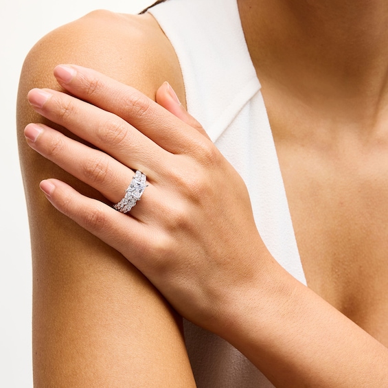 5-3/8 CT. T.w. Princess-Cut Certified Lab-Grown Diamond Bridal Set in 14K White Gold (F/Vs2)