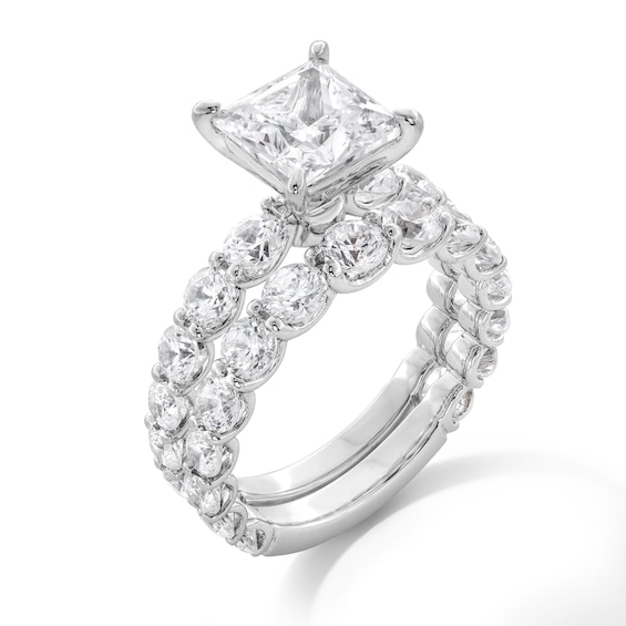 5-3/8 CT. T.w. Princess-Cut Certified Lab-Grown Diamond Bridal Set in 14K White Gold (F/Vs2)