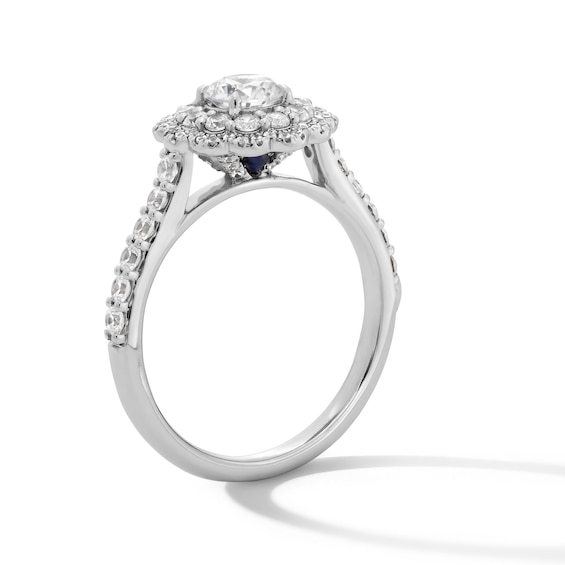 Vera Wang Love Collection 1-1/5 CT. T.w. Diamond Double Scallop Frame Engagement Ring in 14K White Gold