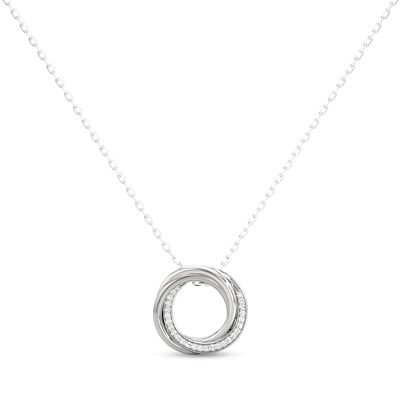 1/5 CT. T.w. Diamond Swirl Circle Pendant in Sterling Silver