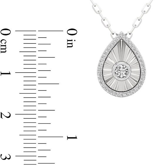 1/4 CT. T.w. Diamond Frame Sunburst Teardrop Medallion Pendant in Sterling Silver