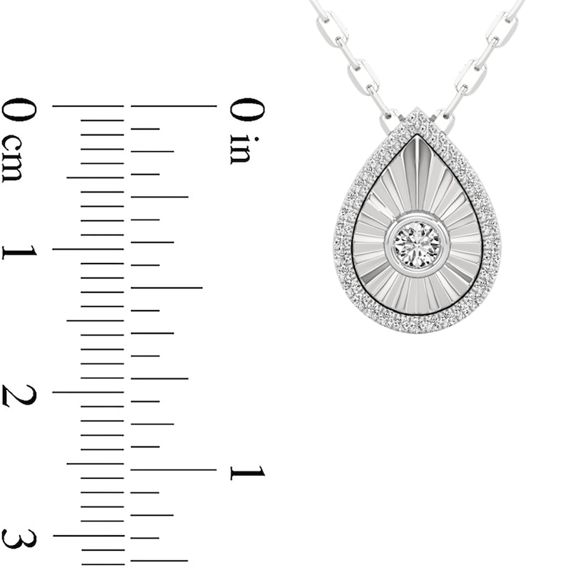 Main Image 3 of 1/4 CT. T.W. Diamond Frame Sunburst Teardrop Medallion Pendant in Sterling Silver