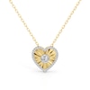 Thumbnail Image 1 of 1/4 CT. T.W. Diamond Frame Sunburst Heart Medallion Pendant in Sterling Silver with 24K Gold Plate