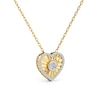 Thumbnail Image 2 of 1/4 CT. T.W. Diamond Frame Sunburst Heart Medallion Pendant in Sterling Silver with 24K Gold Plate
