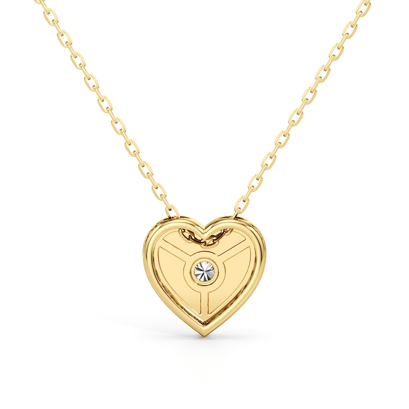 Main Image 3 of 1/4 CT. T.W. Diamond Frame Sunburst Heart Medallion Pendant in Sterling Silver with 24K Gold Plate