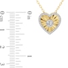 Thumbnail Image 4 of 1/4 CT. T.W. Diamond Frame Sunburst Heart Medallion Pendant in Sterling Silver with 24K Gold Plate