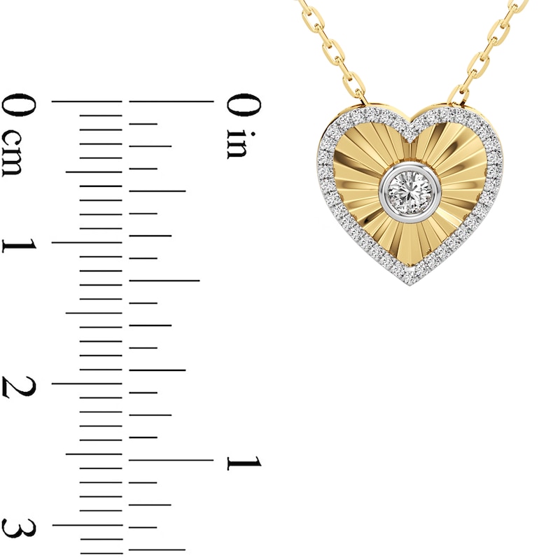 Main Image 4 of 1/4 CT. T.W. Diamond Frame Sunburst Heart Medallion Pendant in Sterling Silver with 24K Gold Plate