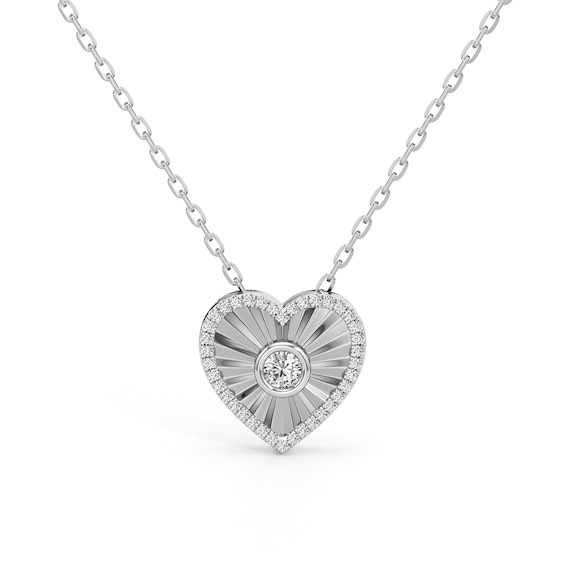 1/4 CT. T.W. Diamond Frame Sunburst Heart Medallion Pendant in Sterling Silver