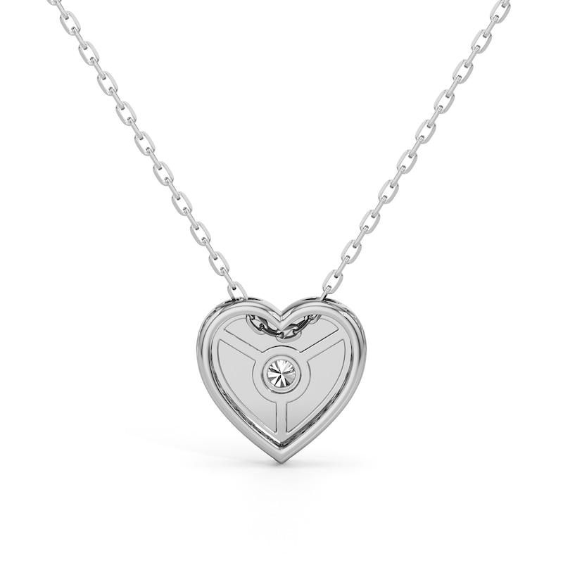 Main Image 3 of 1/4 CT. T.W. Diamond Frame Sunburst Heart Medallion Pendant in Sterling Silver