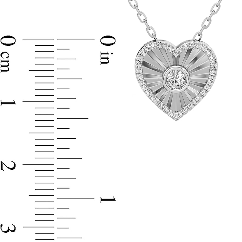 Main Image 4 of 1/4 CT. T.W. Diamond Frame Sunburst Heart Medallion Pendant in Sterling Silver