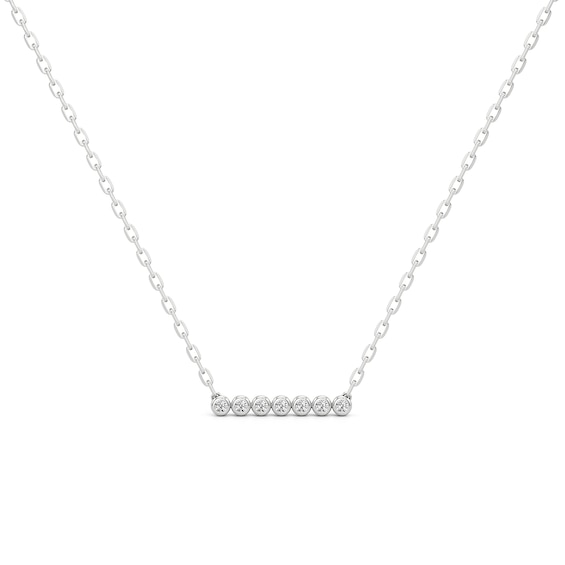 1/5 CT. T.w. Diamond Bezel-Set Seven Stone Bar Necklace in 10K White Gold