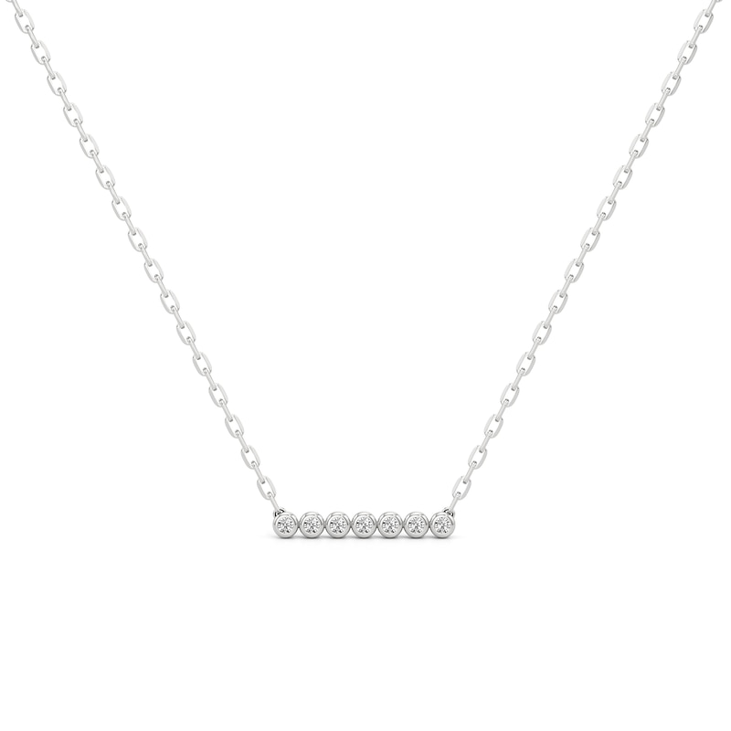 Main Image 1 of 1/5 CT. T.W. Diamond Bezel-Set Seven Stone Bar Necklace in 10K White Gold