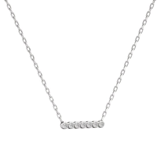 1/5 CT. T.w. Diamond Bezel-Set Seven Stone Bar Necklace in 10K White Gold
