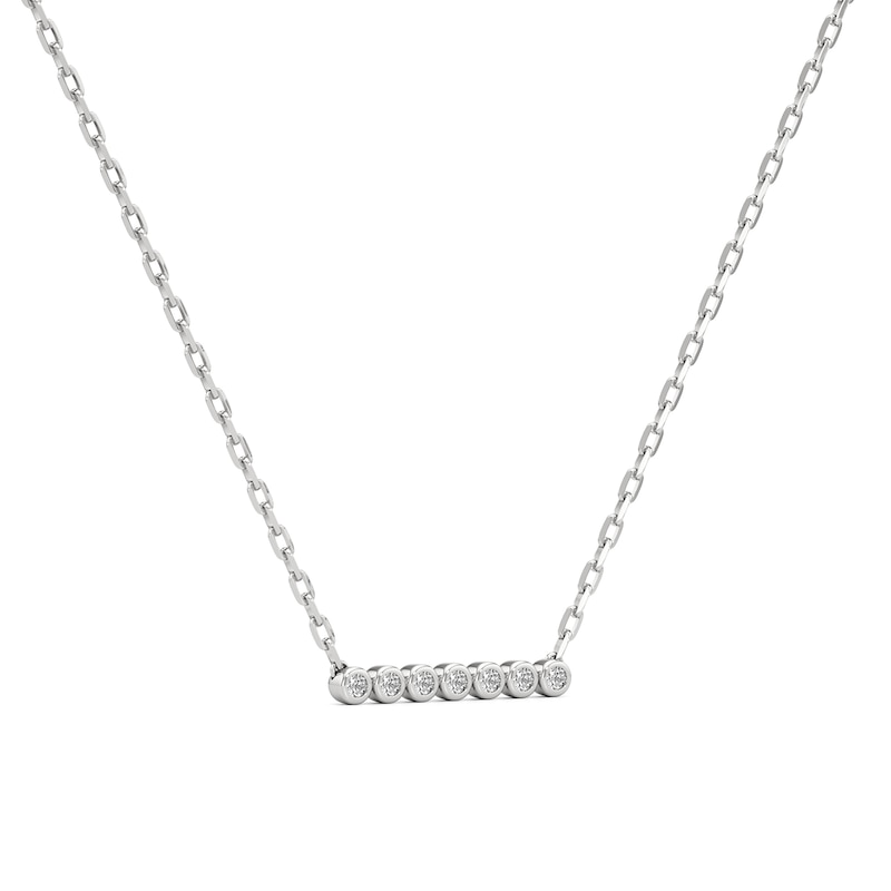 Main Image 2 of 1/5 CT. T.W. Diamond Bezel-Set Seven Stone Bar Necklace in 10K White Gold