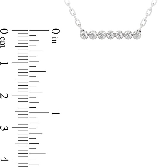 1/5 CT. T.w. Diamond Bezel-Set Seven Stone Bar Necklace in 10K White Gold