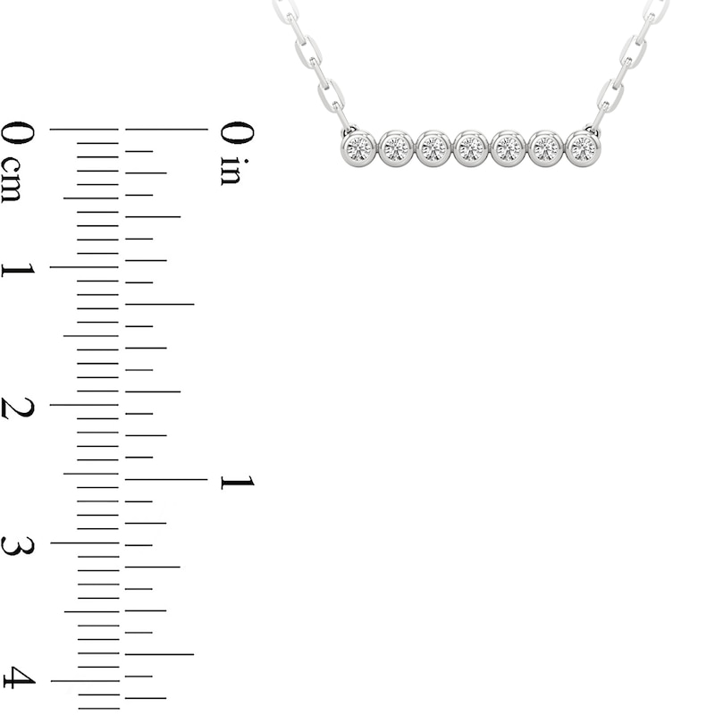 Main Image 3 of 1/5 CT. T.W. Diamond Bezel-Set Seven Stone Bar Necklace in 10K White Gold
