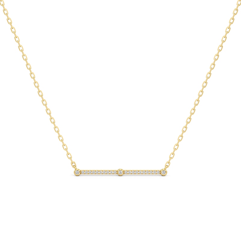 Main Image 1 of 1/4 CT. T.W. Diamond Station Bar Necklace in 10K Gold