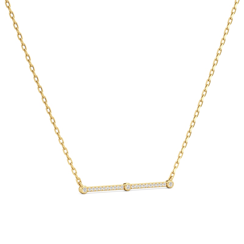 Main Image 2 of 1/4 CT. T.W. Diamond Station Bar Necklace in 10K Gold