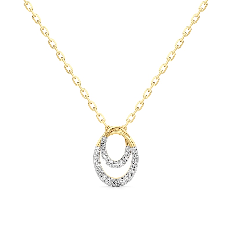 Main Image 1 of 1/3 CT. T.W. Diamond Interlocking Ovals Pendant in 10K Gold