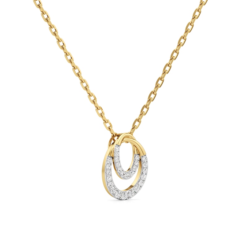Main Image 2 of 1/3 CT. T.W. Diamond Interlocking Ovals Pendant in 10K Gold